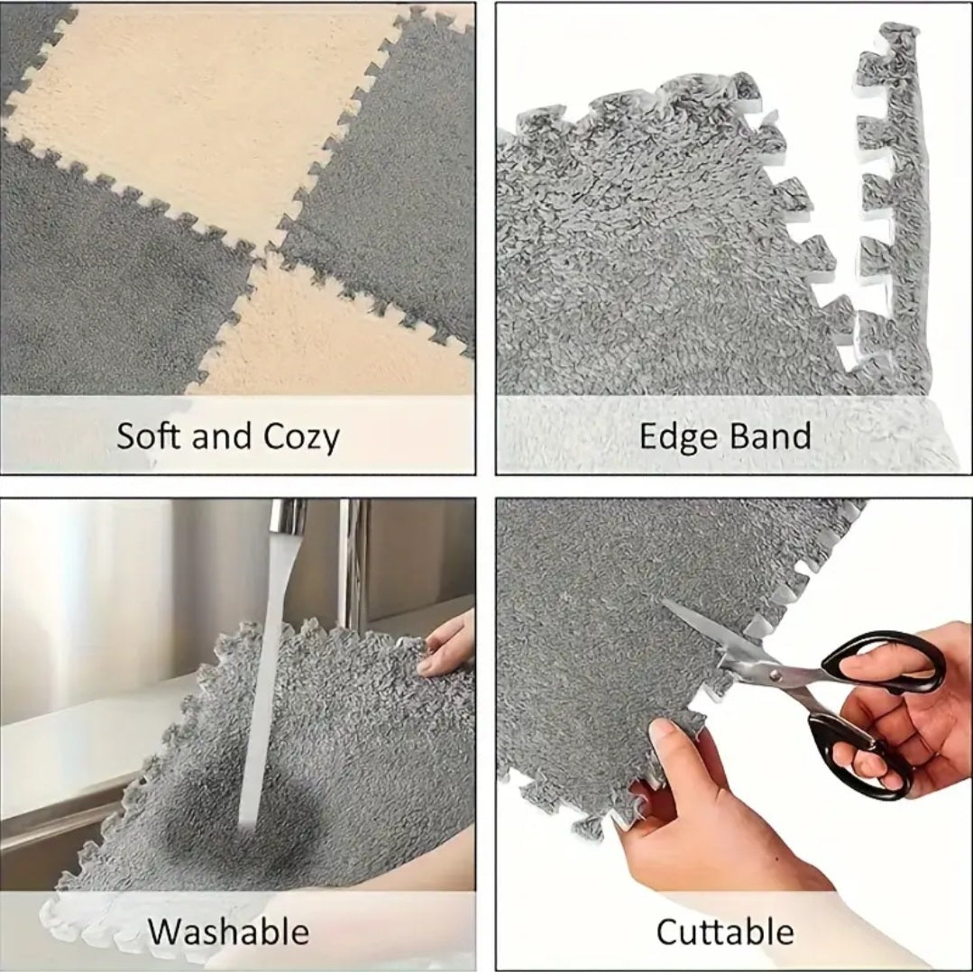 24 vnt. kilimėlio plytelės – 30×30×1 cm, neslystančios, lengvai plaunamos, pritaikomos