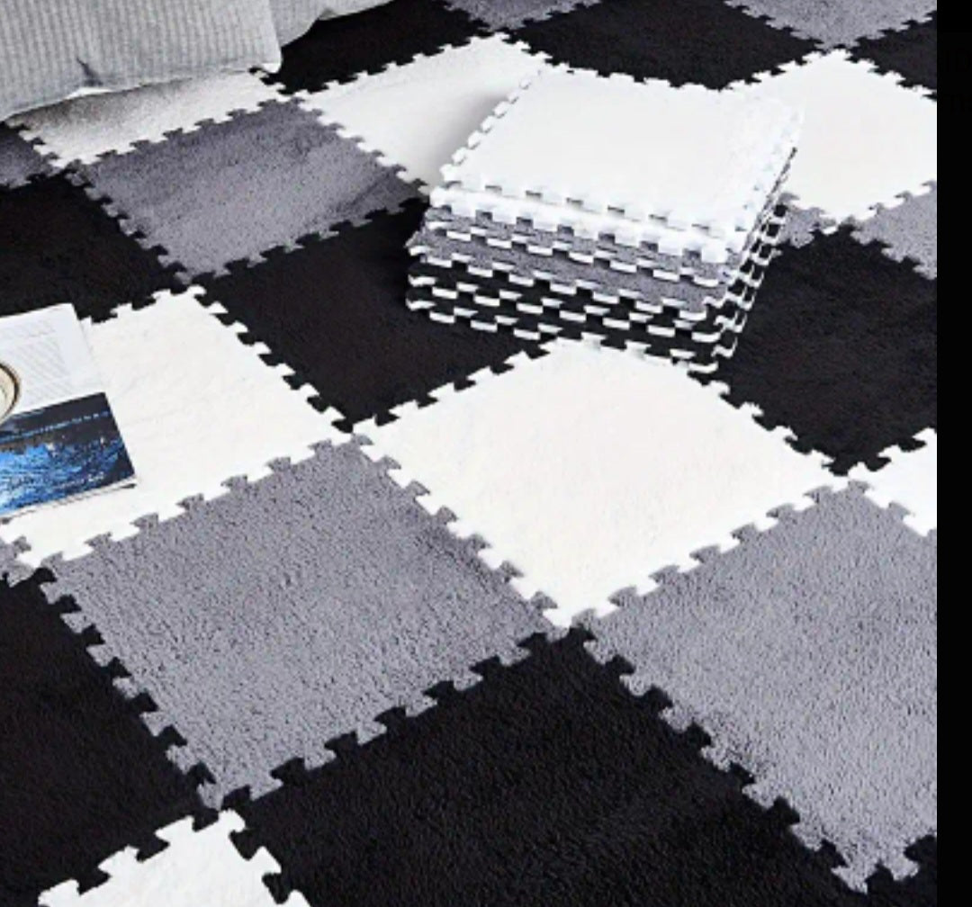 24 vnt. kilimėlio plytelės – 30×30×1 cm, neslystančios, lengvai plaunamos, pritaikomos