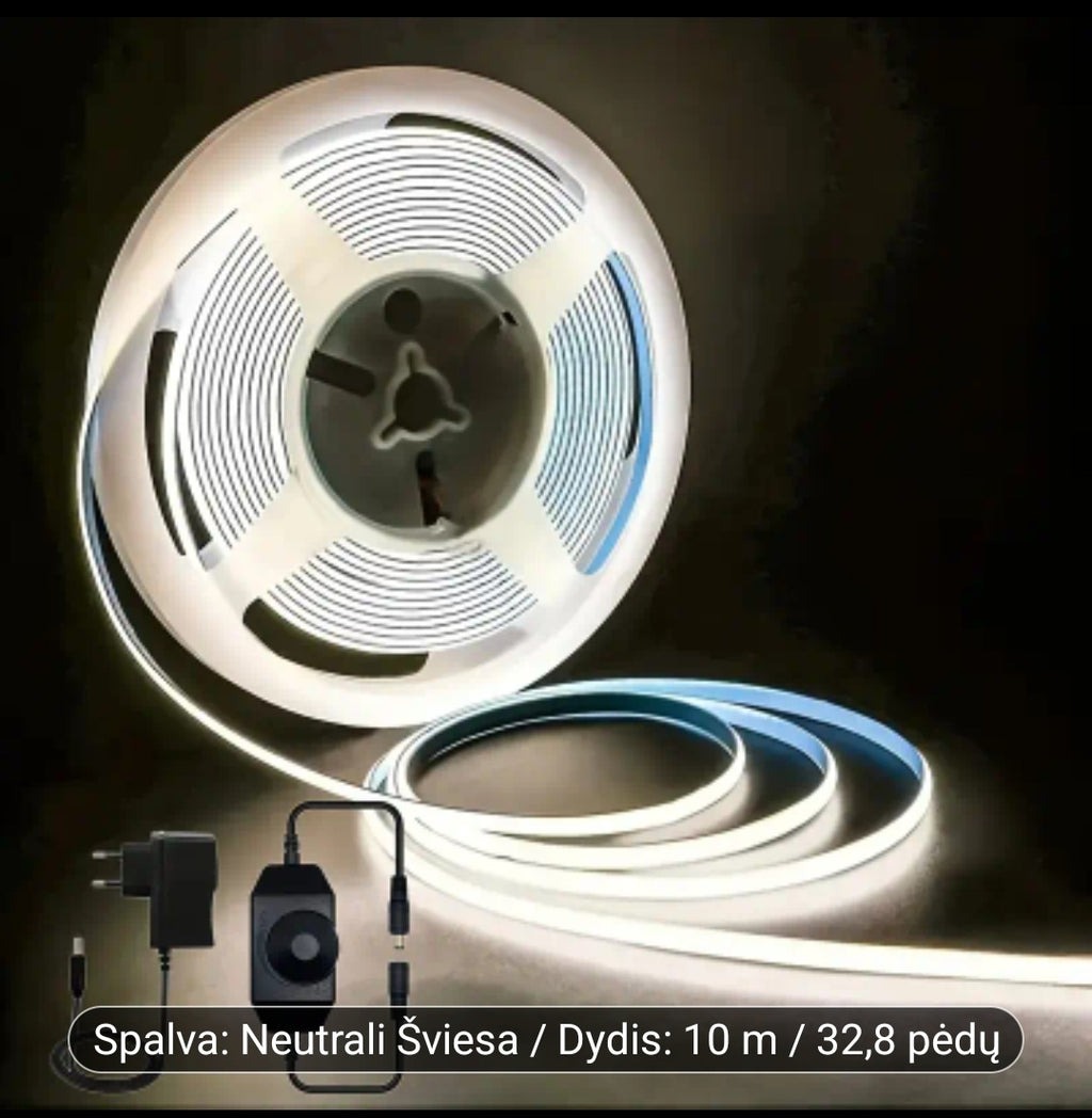 10 m LED juosta su Europos kištuku – reguliuojamas bevielis apšvietimas, šiltas šviesos tonas