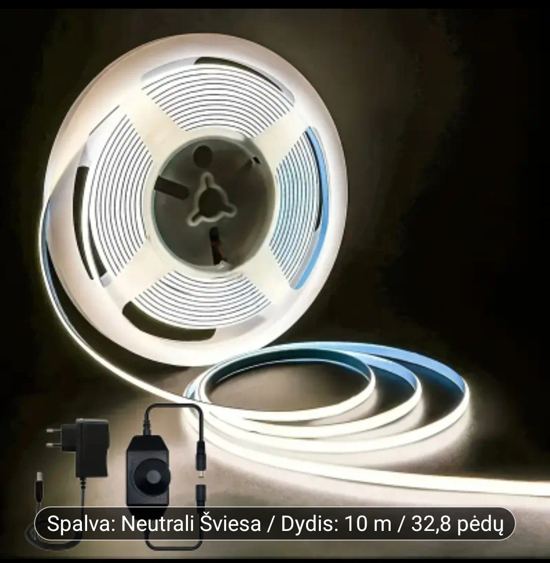 10 m LED juosta su Europos kištuku – reguliuojamas bevielis apšvietimas, šiltas šviesos tonas