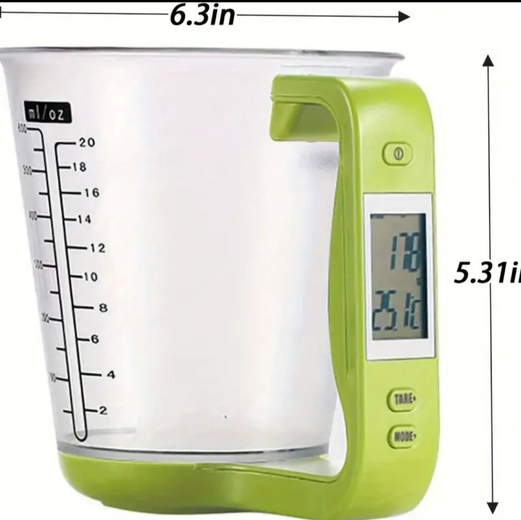 Daugiafunkcinis matavimo puodelis – 600 ml, su elektriniu ekranu, 3 spalvos