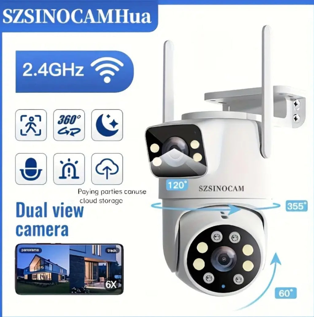 Dvigubos lęšio WiFi kamera – 720p HD, naktinis matymas, judesio aptikimas, abipusis skambutis