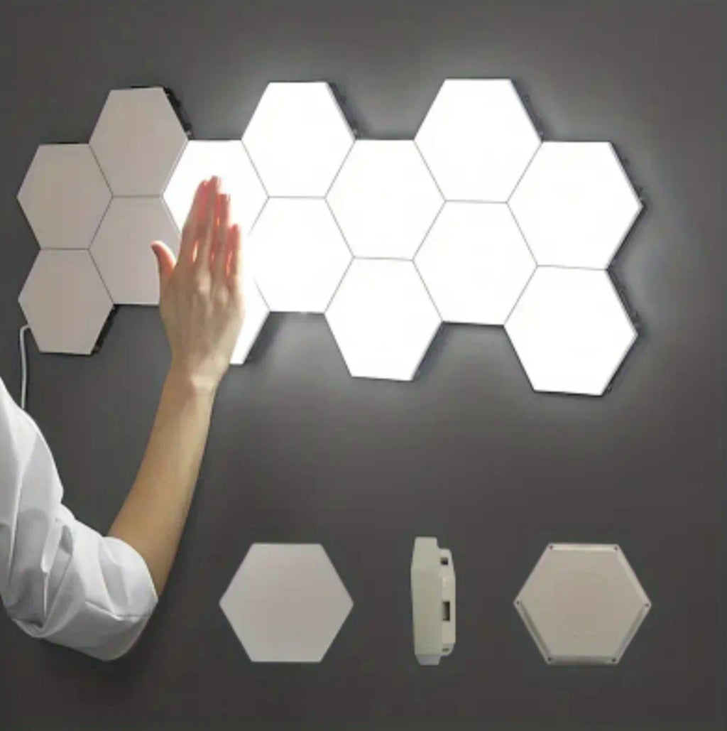 6 vnt. jutiklinio valdymo šešiakampis LED sieninis šviestuvas – neutrali balta, su naktiniu apšvietimu