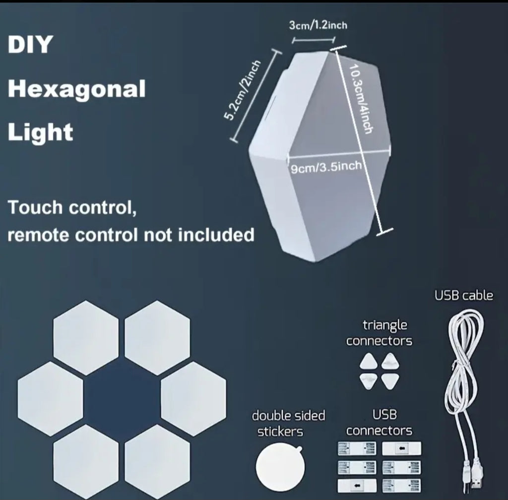 6 vnt. jutiklinio valdymo šešiakampis LED sieninis šviestuvas – neutrali balta, su naktiniu apšvietimu