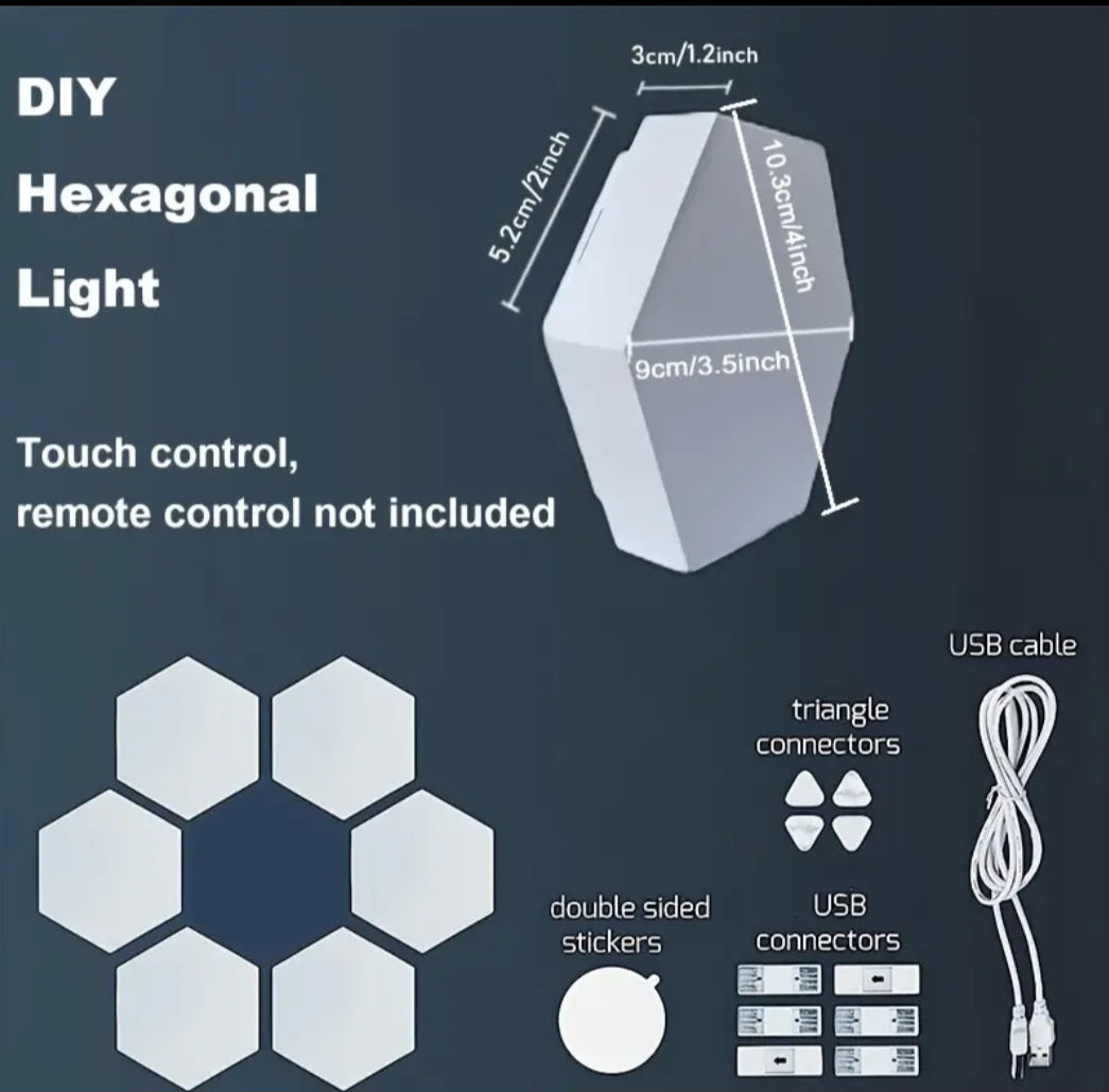 6 vnt. jutiklinio valdymo šešiakampis LED sieninis šviestuvas – neutrali balta, su naktiniu apšvietimu