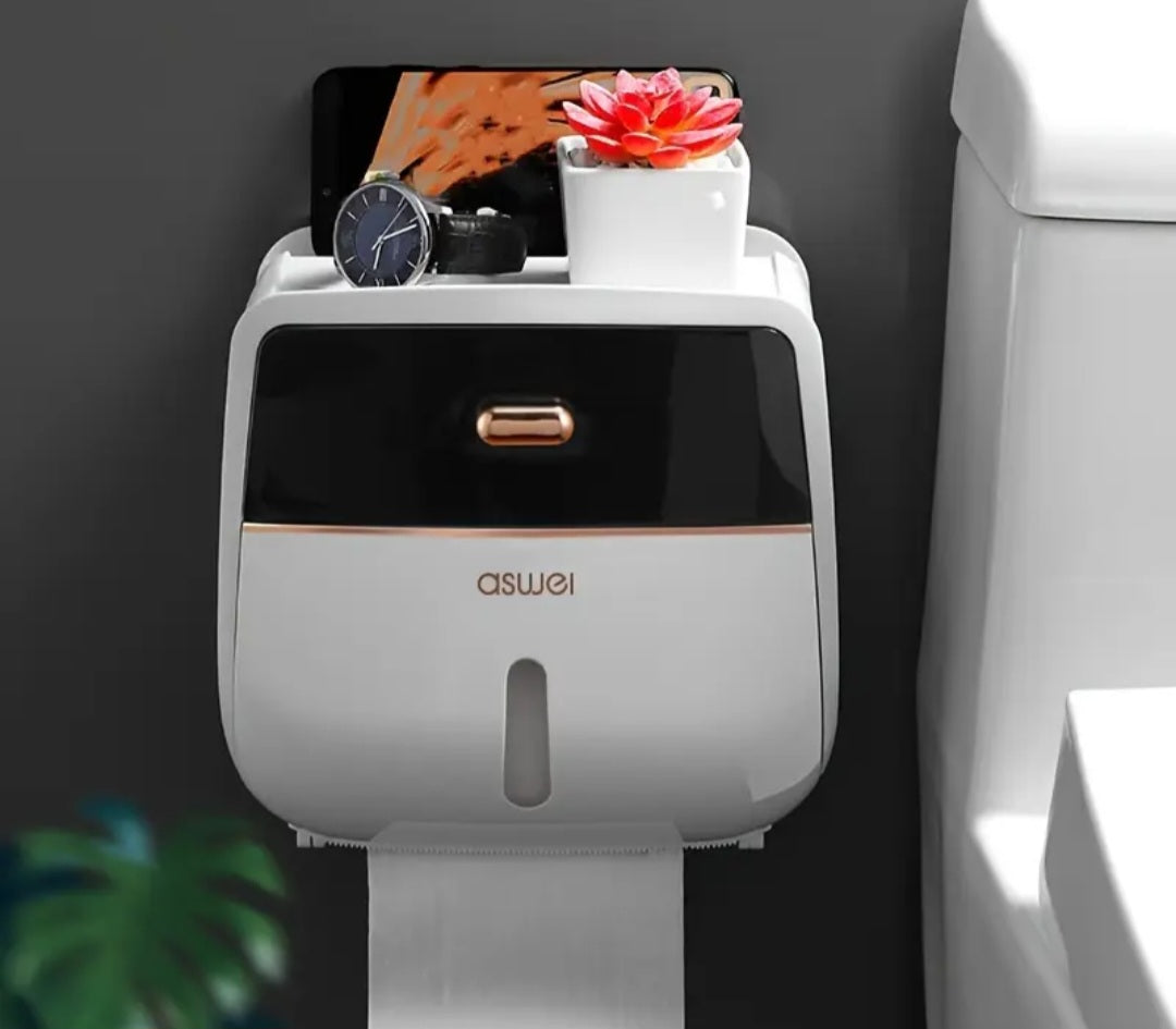 1 vnt. tualetinio popieriaus laikiklis – dvigubo sluoksnio didelės talpos servetėlių dėžutė, sieninis, atspari vandeniui