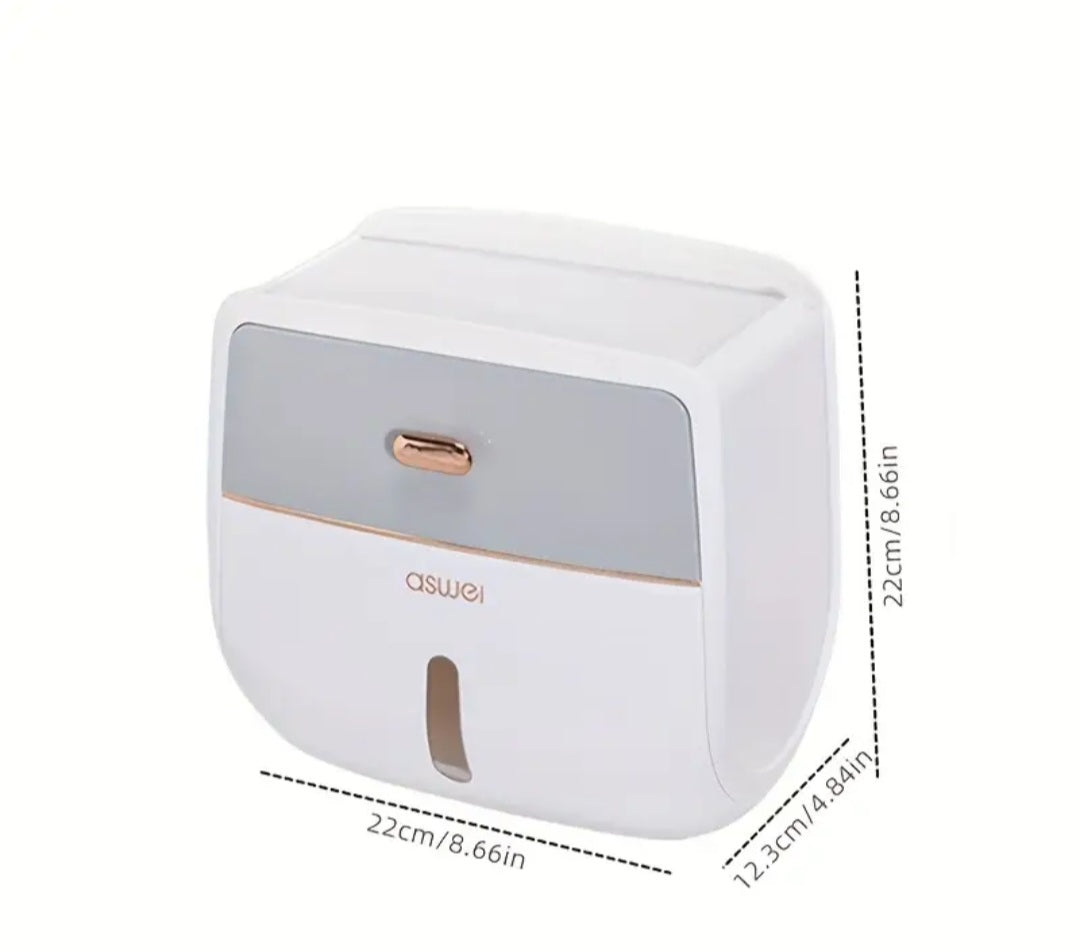 1 vnt. tualetinio popieriaus laikiklis – dvigubo sluoksnio didelės talpos servetėlių dėžutė, sieninis, atspari vandeniui