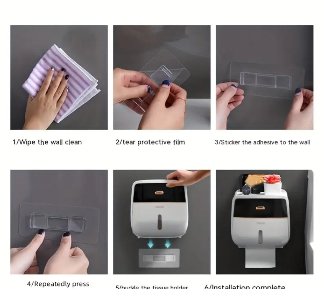 1 vnt. tualetinio popieriaus laikiklis – dvigubo sluoksnio didelės talpos servetėlių dėžutė, sieninis, atspari vandeniui