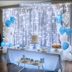 USB užuolaidų šviestuvai 3×3 m – 12 LED girliandos su nuotoliniu valdymu, šventinis apšvietimas