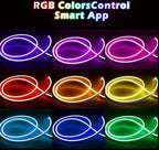 Mexllex 15 m patobulinta išmanioji RGB neon LED juosta – su programėle, nuotoliniu valdymu, muzika ir laikmačio funkcija