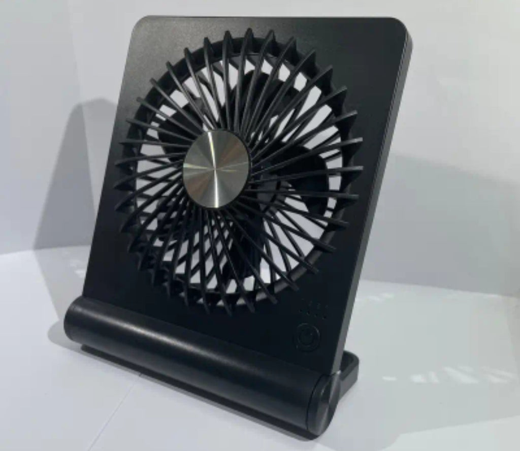 Nešiojamas USB stalinis ventiliatorius su 3 greičių reguliavimu – tylus, sulankstomas, 220° pasukimas, juodas