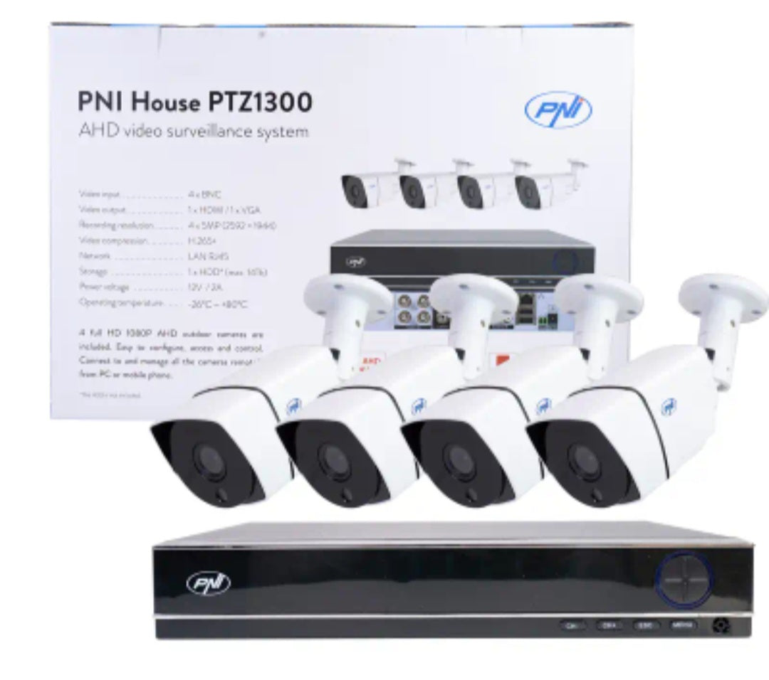 Vaizdo stebėjimo sistema 4x HD kameromis (WiFi, naktinis matymas, lauko/vidaus)