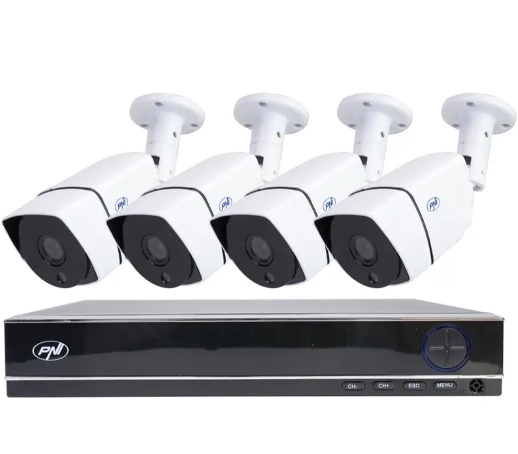 Vaizdo stebėjimo sistema 4x HD kameromis (WiFi, naktinis matymas, lauko/vidaus)