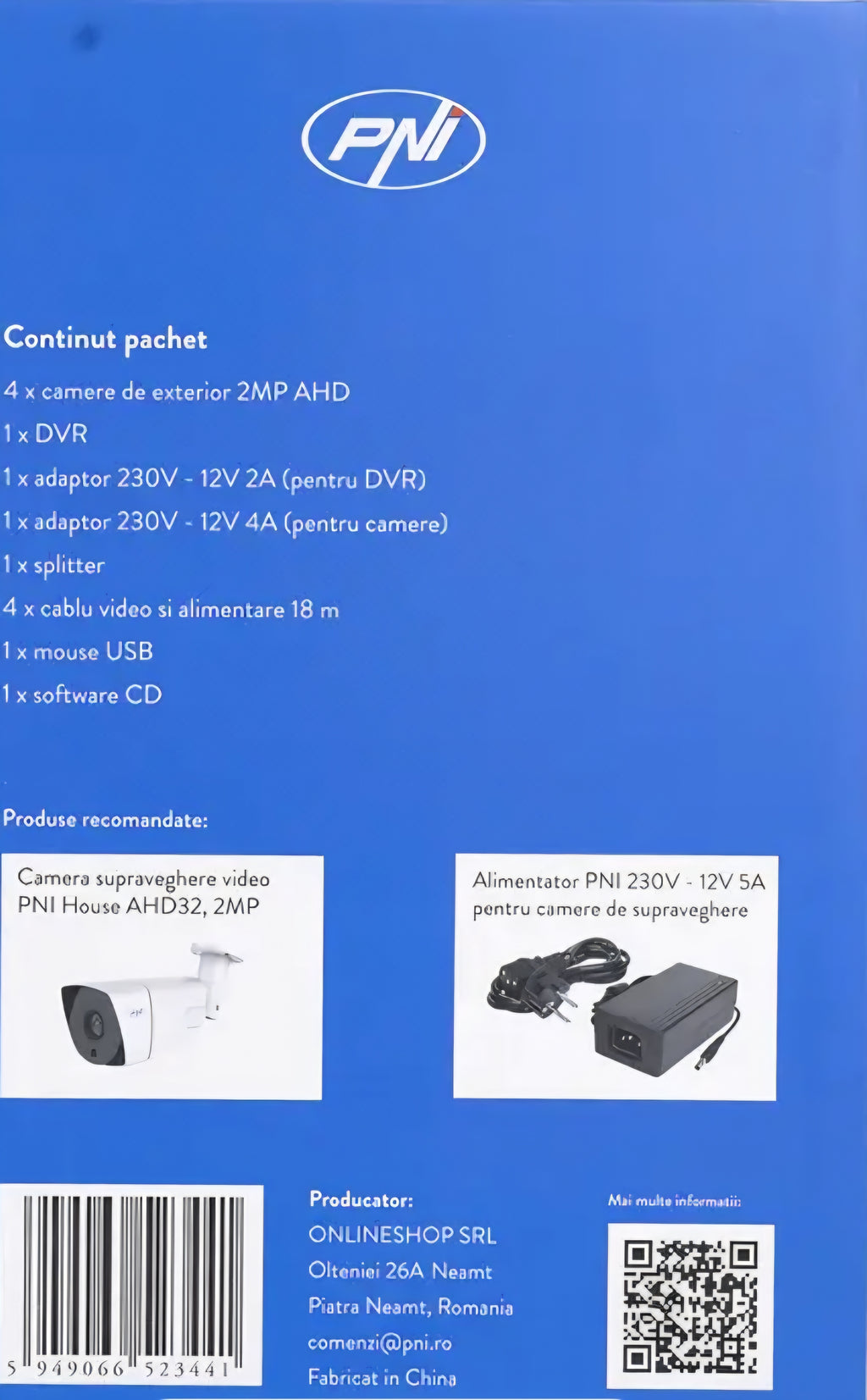 Vaizdo stebėjimo sistema 4x HD kameromis (WiFi, naktinis matymas, lauko/vidaus)