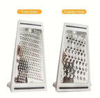 Dvipusė nerūdijančio plieno sūrio ir daržovių tarka FARIDABIO su plastikiniu indeliu – kompaktiškas rankinis virtuvės įrankis